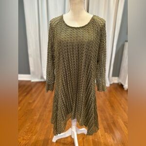 Indigo Soul olive green mesh tunic top women’s size 2X EUC